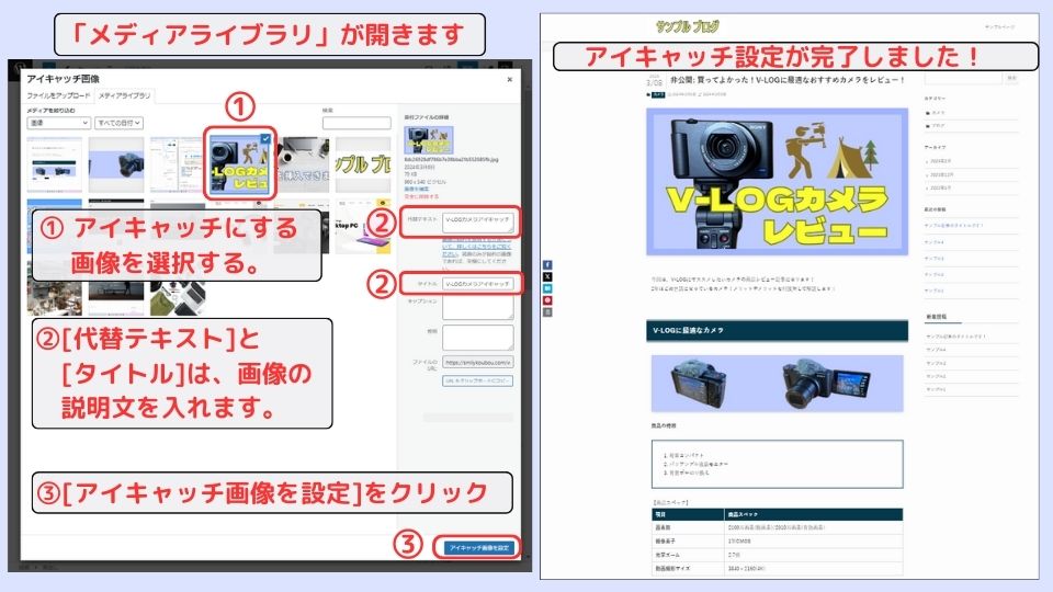 アイキャッチ設定手順②　設定完成画像