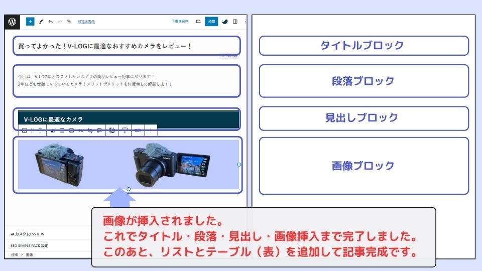 記事作成 画像ブロック　画像挿入手順③
