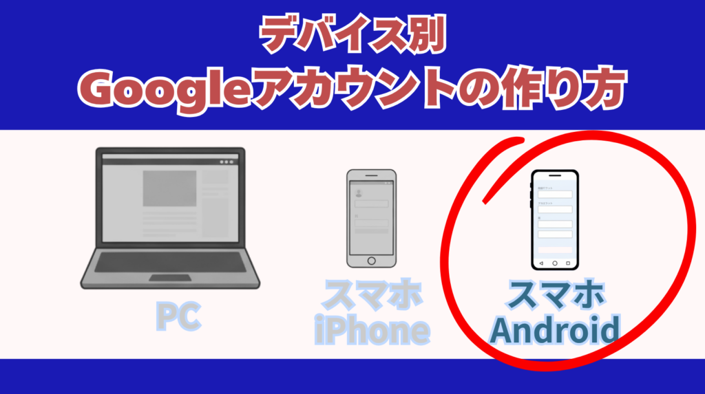 「デバイス別Googleアカウントの作り方」Android編のアイキャッチ画像