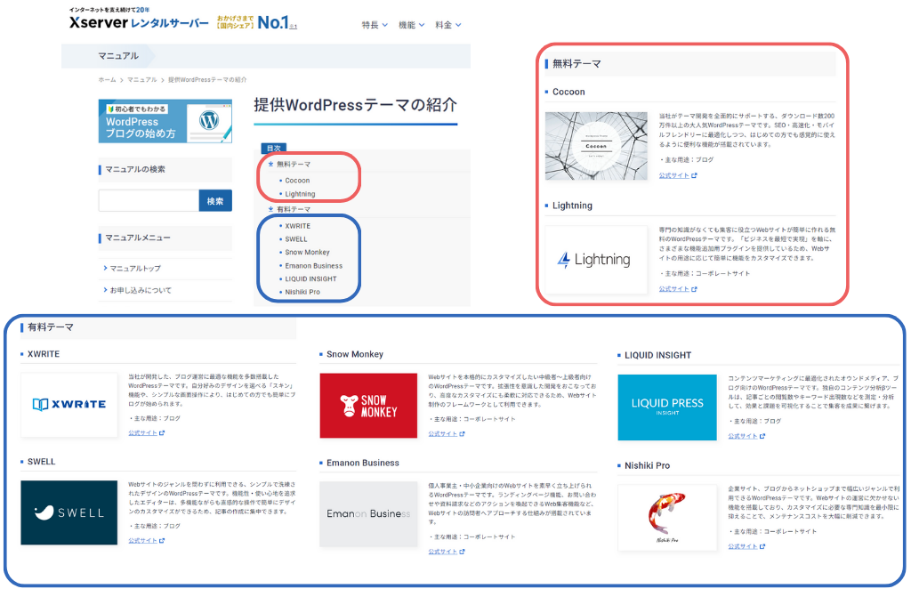 エックスサーバー提供WordPressテーマ一覧